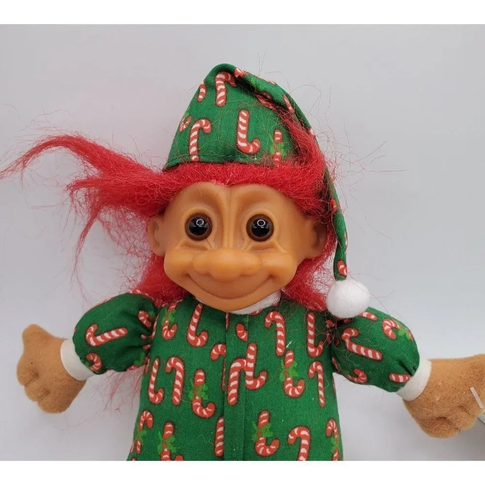 Vintage Russ Troll Plush Doll Luv Pet Christmas Candy Canes Red Hair 7" W/ Tag - Picture 2 of 6